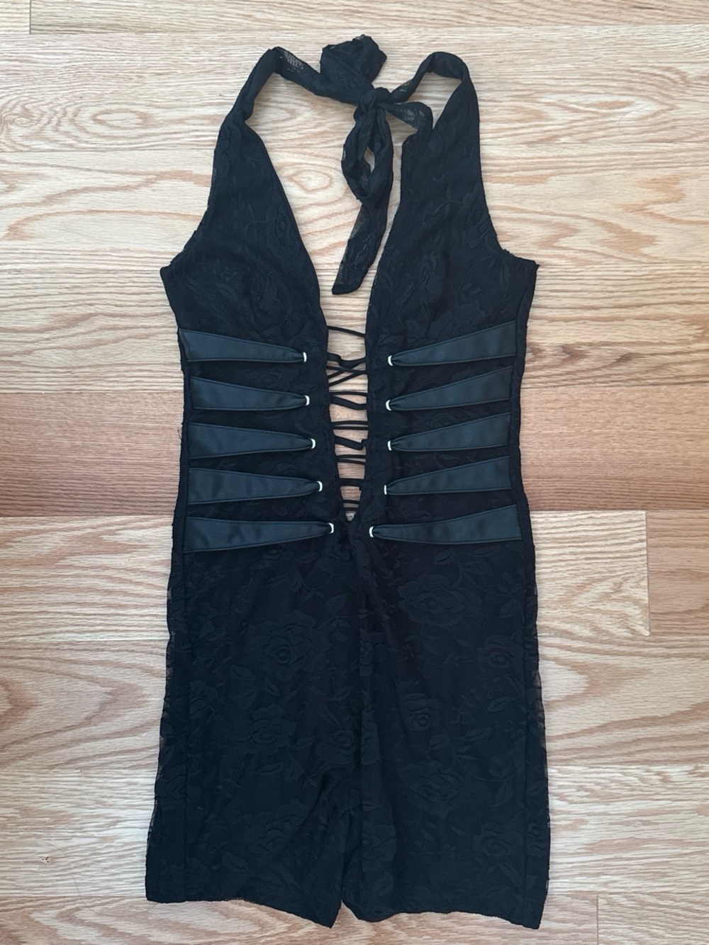 Outcast Clothing Black Lace Corset Halter Romper — XS